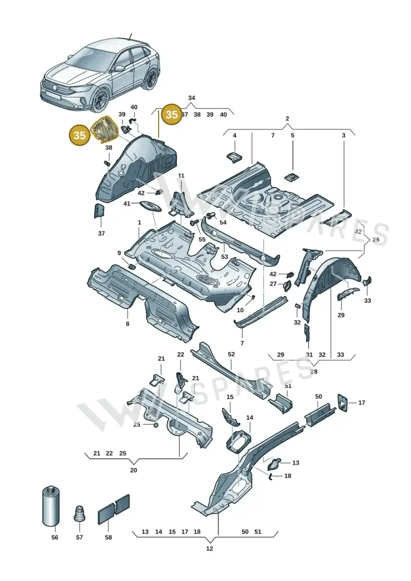 2Q0802192 — Volkswagen Taigo (2021-2024) diagram 2f0803400, position 35