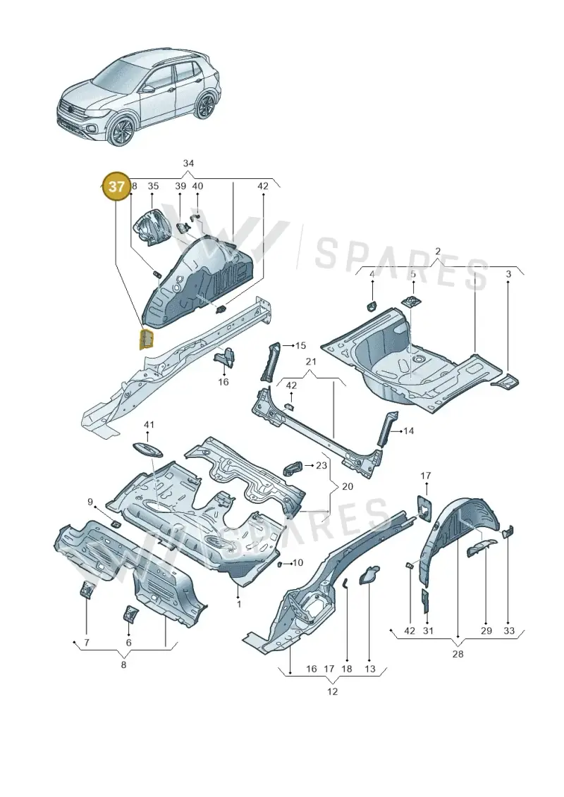 2Q0802398 — Volkswagen T-Cross 1,0 (2018-2024) diagram 587803010, position 37