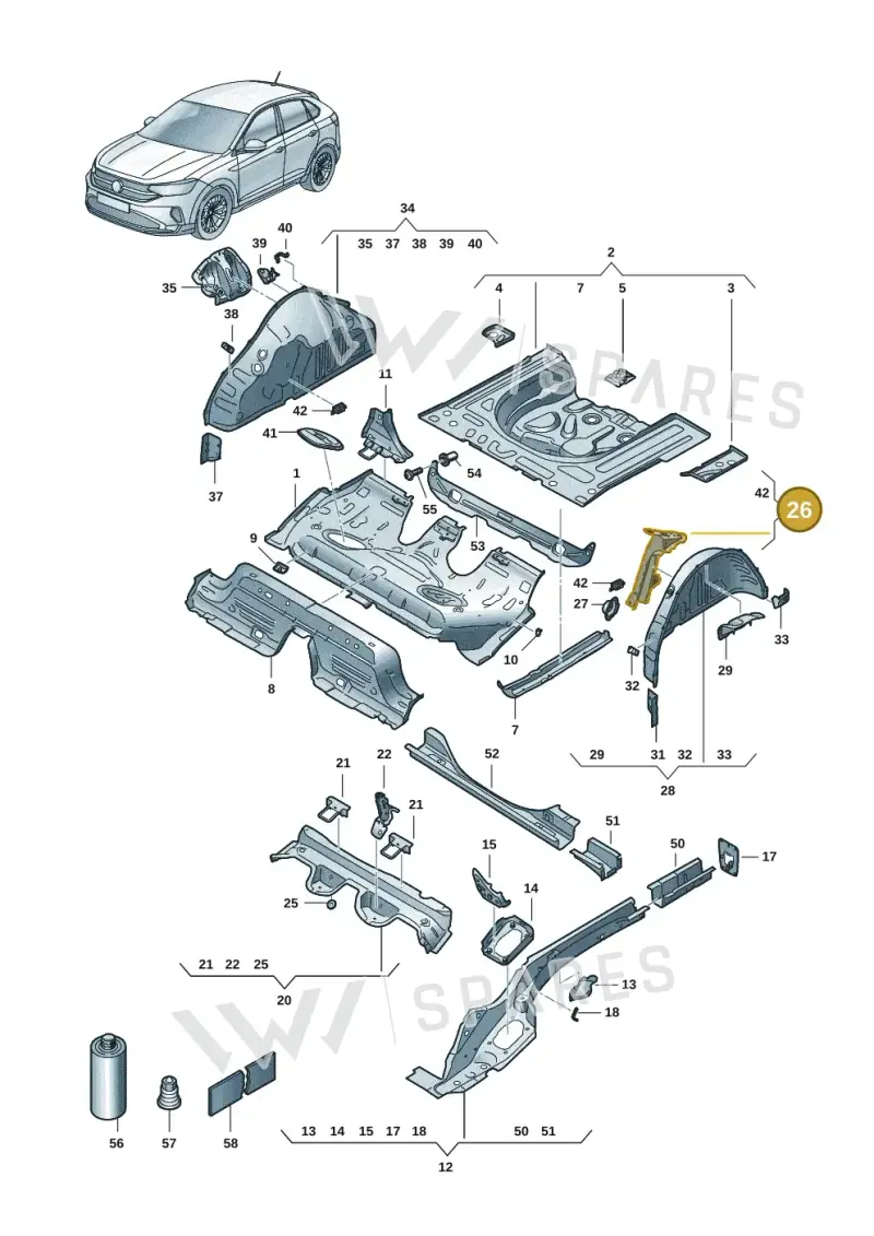 2Q0802952 — Volkswagen Taigo (2021-2024) diagram 2f0803400, position 26