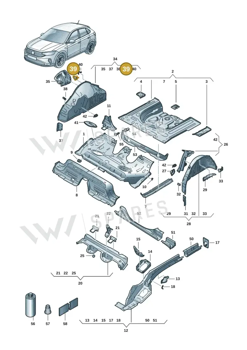 2Q0803262 — Volkswagen Taigo (2021-2024) diagram 2f0803400, position 39
