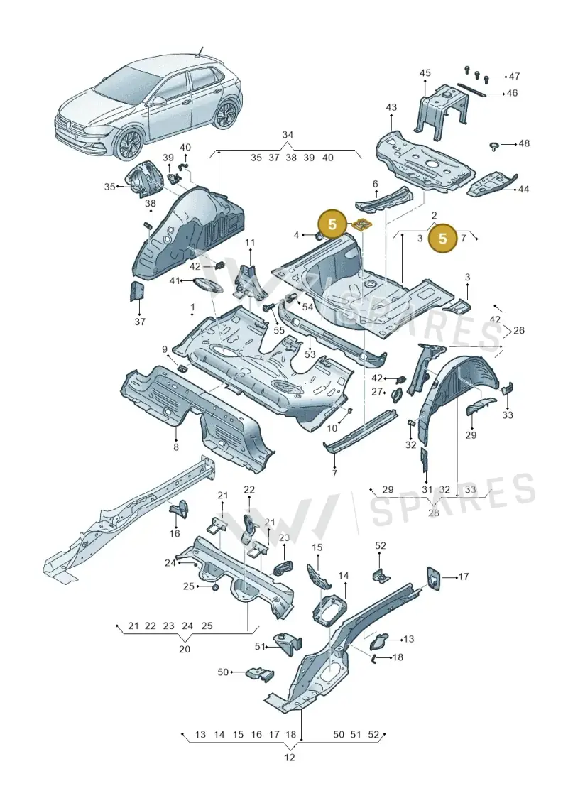 2Q0803274A — Volkswagen Polo 1.0 BlueMotion (2017-2024) diagram 837803100, position 5