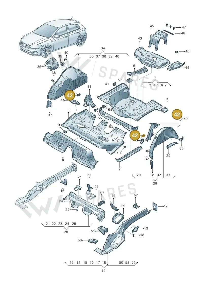 2Q0803849 — Volkswagen Polo 1.0 BlueMotion (2017-2024) diagram 837803100, position 42