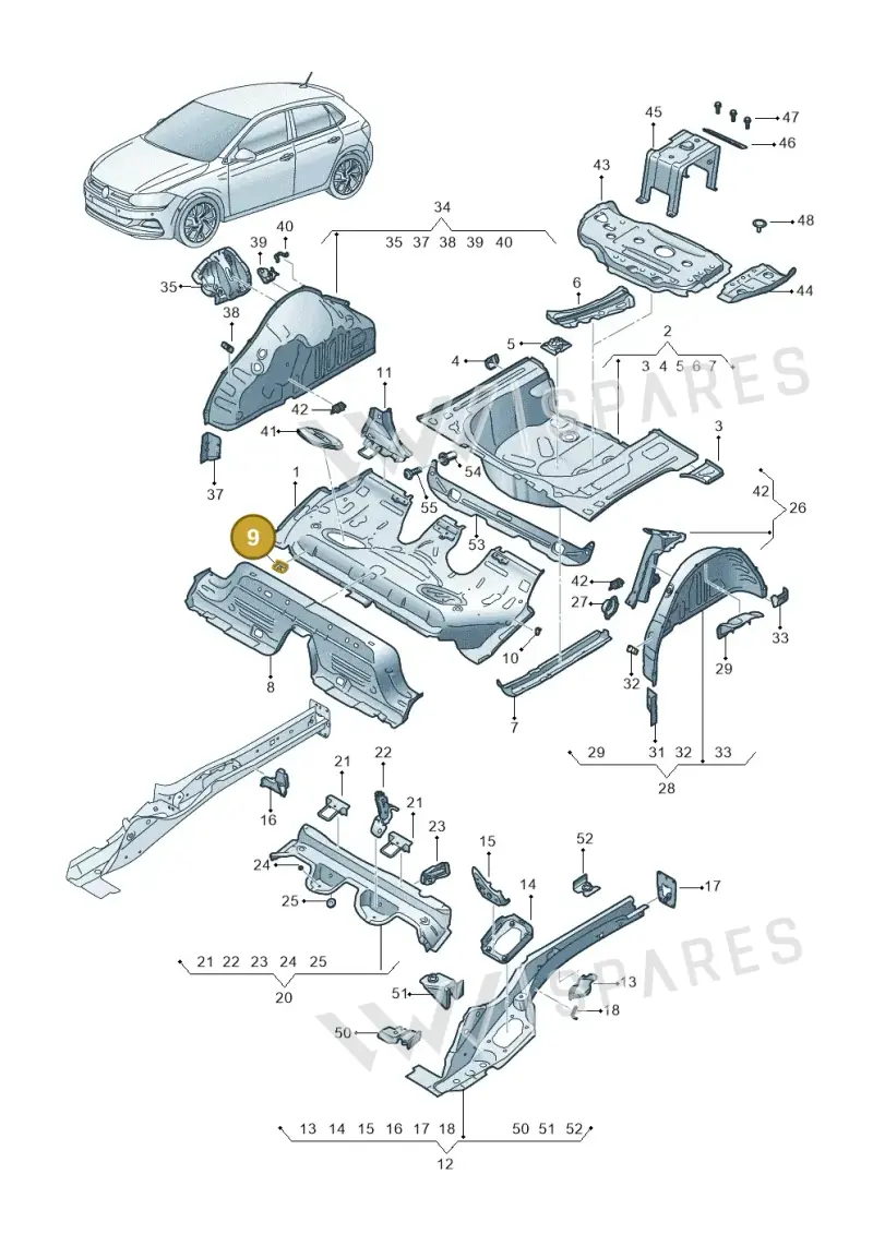 2Q0804866 — Volkswagen Polo 1.0 BlueMotion (2017-2024) diagram 837803100, position 9