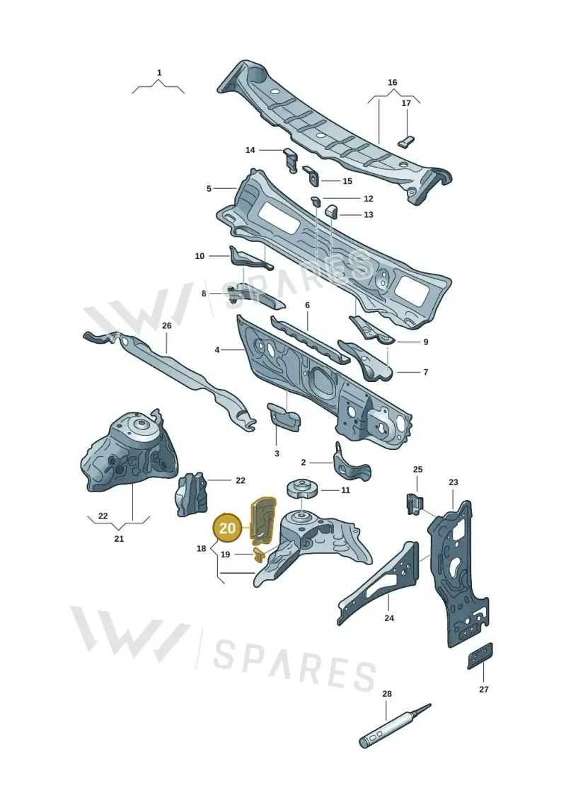 2Q0805077 — Volkswagen Nivus (2020-) diagram 67b805050, position 20