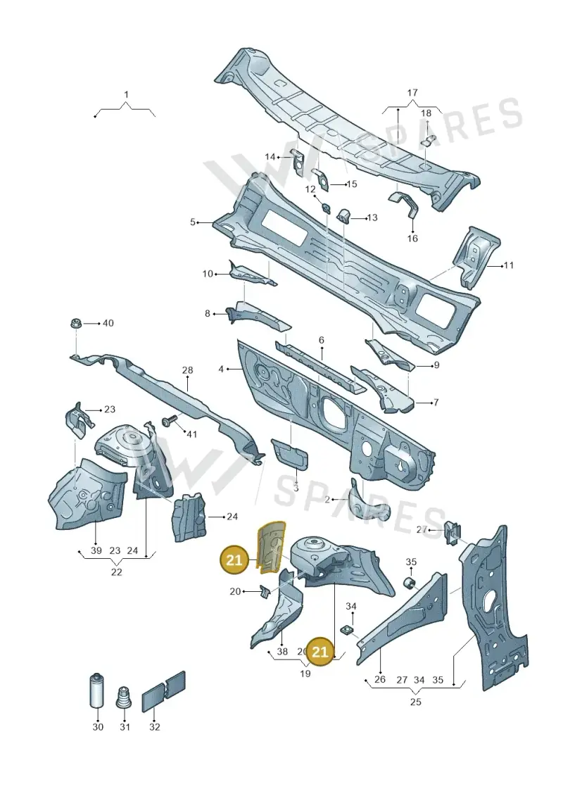 2Q0805077 — Volkswagen Polo 1.0 BlueMotion (2017-2024) diagram 835805500, position 21