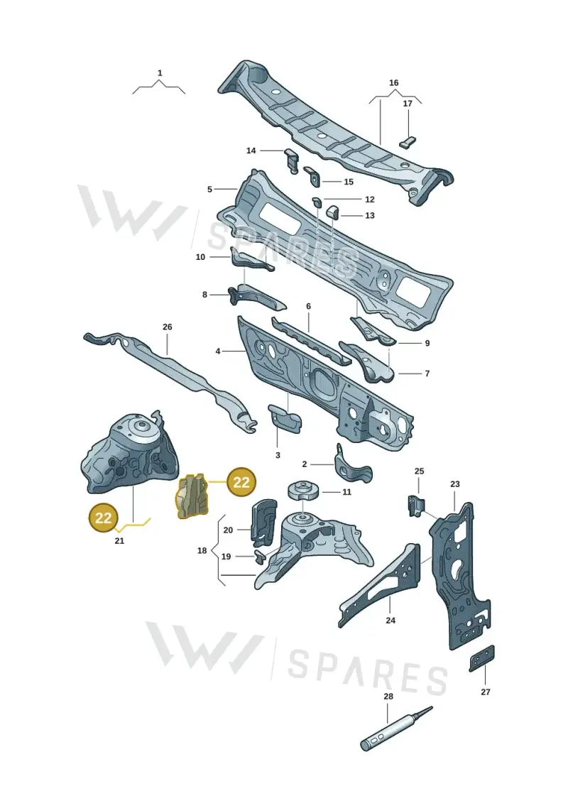 2Q0805078 — Volkswagen Nivus (2020-) diagram 67b805050, position 22