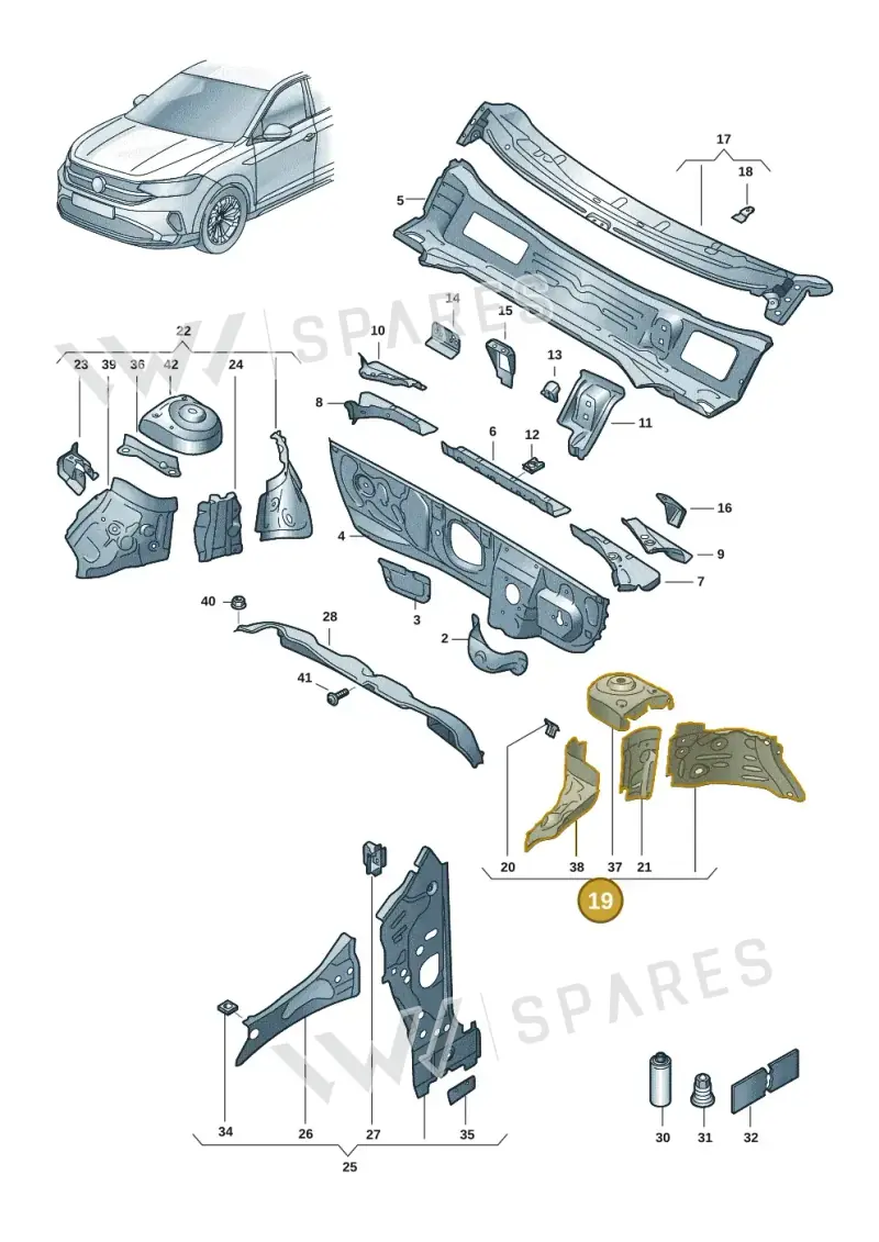 2Q0805115 — Volkswagen Taigo (2021-2024) diagram 2f0805200, position 19
