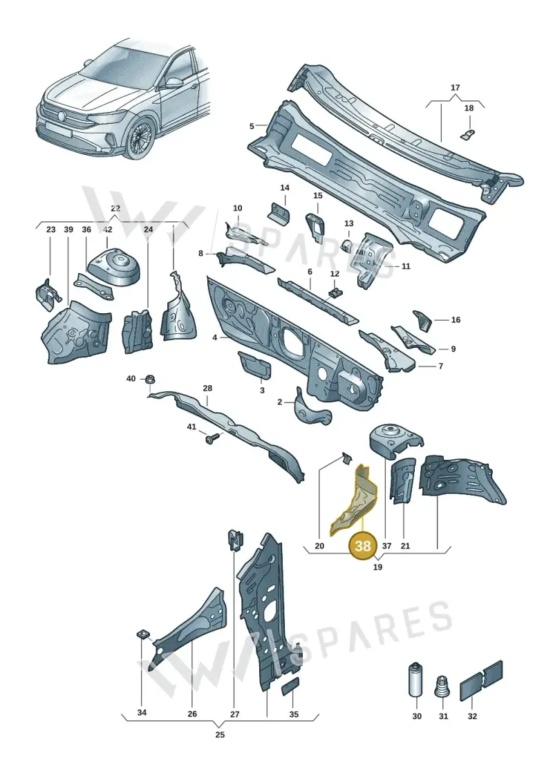 2Q0805159 — Volkswagen Taigo (2021-2024) diagram 2f0805200, position 38