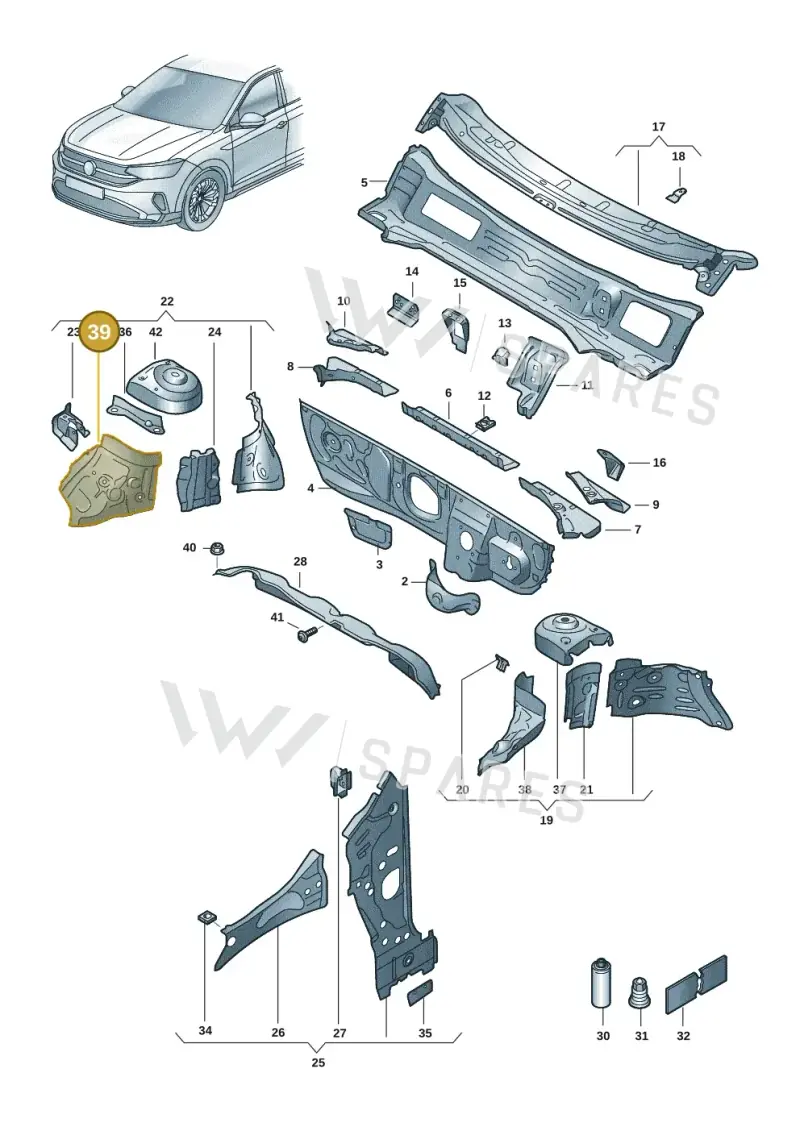2Q0805160 — Volkswagen Taigo (2021-2024) diagram 2f0805200, position 39