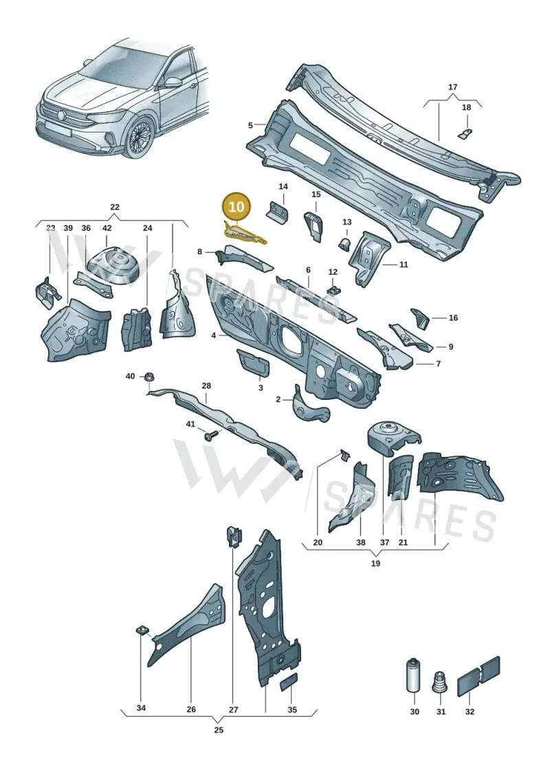 2Q0805314 — Volkswagen Taigo (2021-2024) diagram 2f0805200, position 10