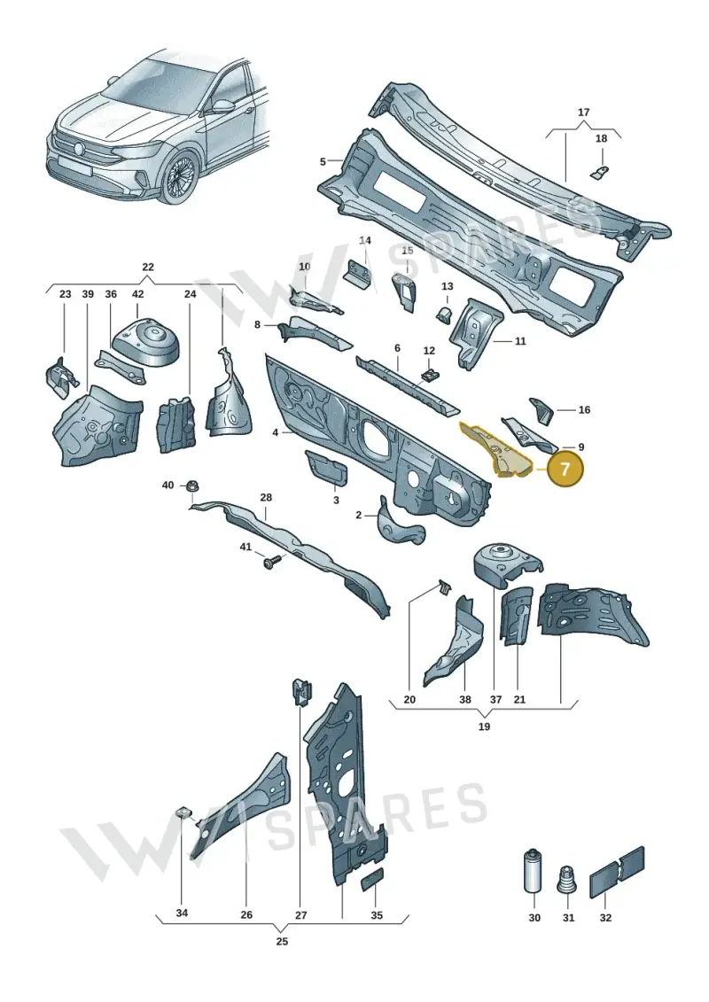 2Q0805397 — Volkswagen Taigo (2021-2024) diagram 2f0805200, position 7
