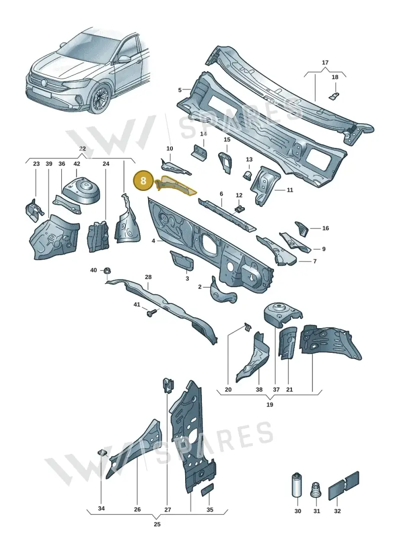 2Q0805398A — Volkswagen Taigo (2021-2024) diagram 2f0805200, position 8