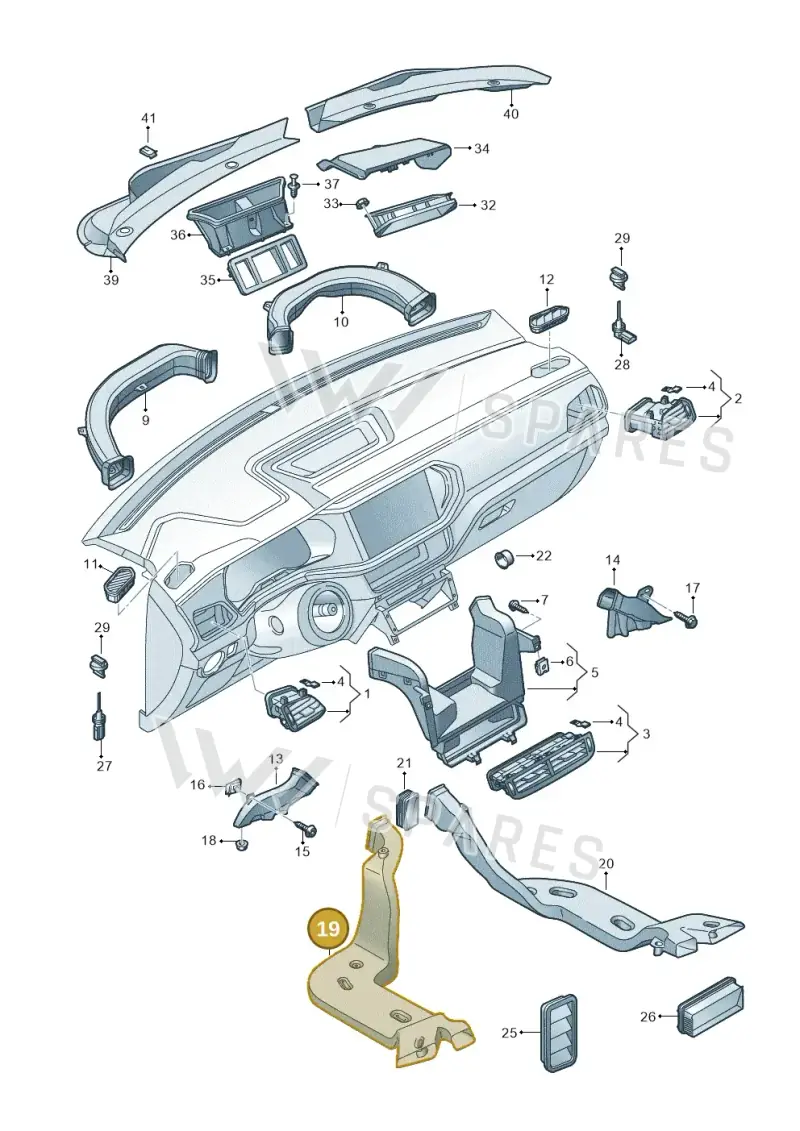2Q0819805 — Volkswagen T-Cross 1,0 (2018-2024) diagram 587819300, position 19