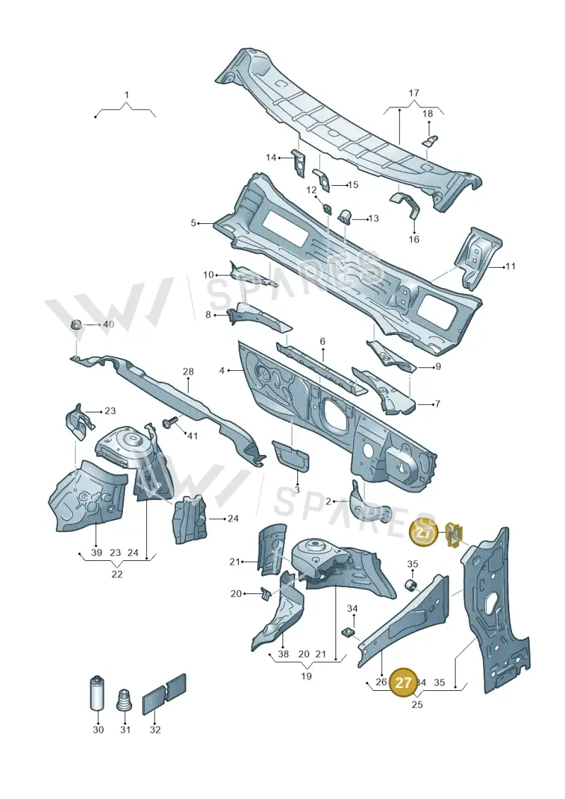 2Q0857021 — Volkswagen Polo 1.0 BlueMotion (2017-2024) diagram 835805500, position 27