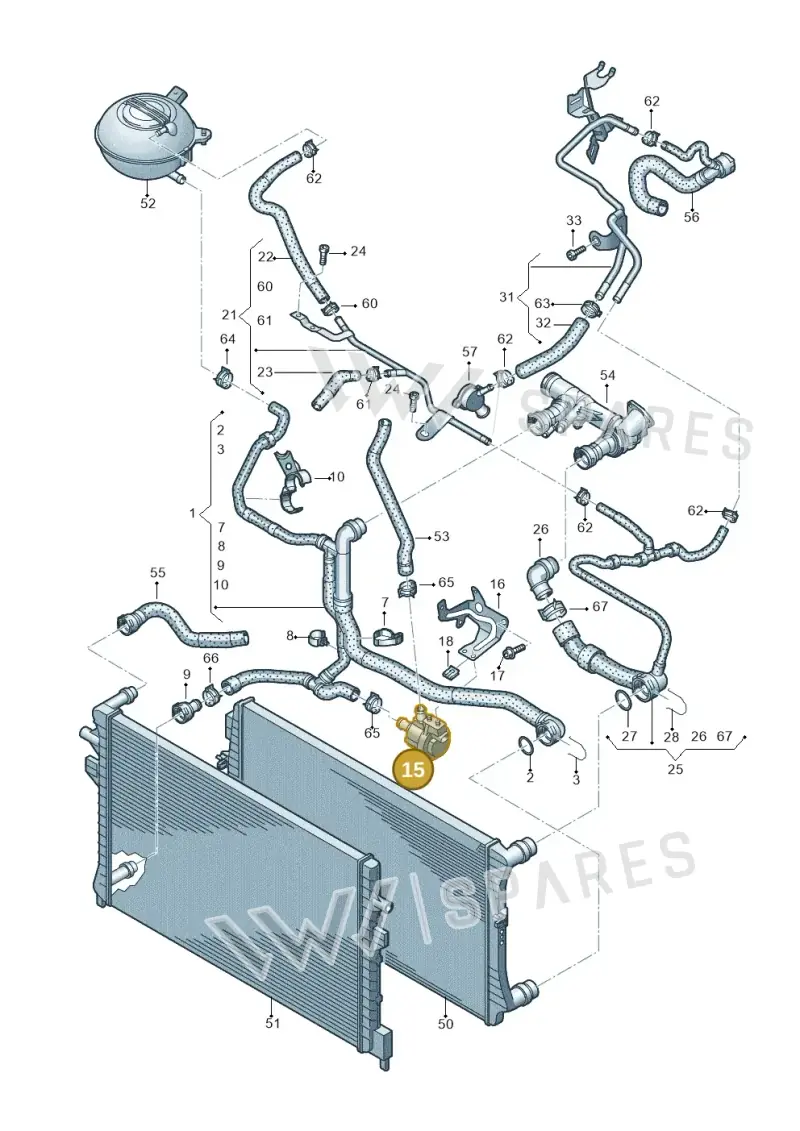 2Q0965567A — Volkswagen Caddy Maxi Kombi (2020-2024) diagram 745121580, position 15