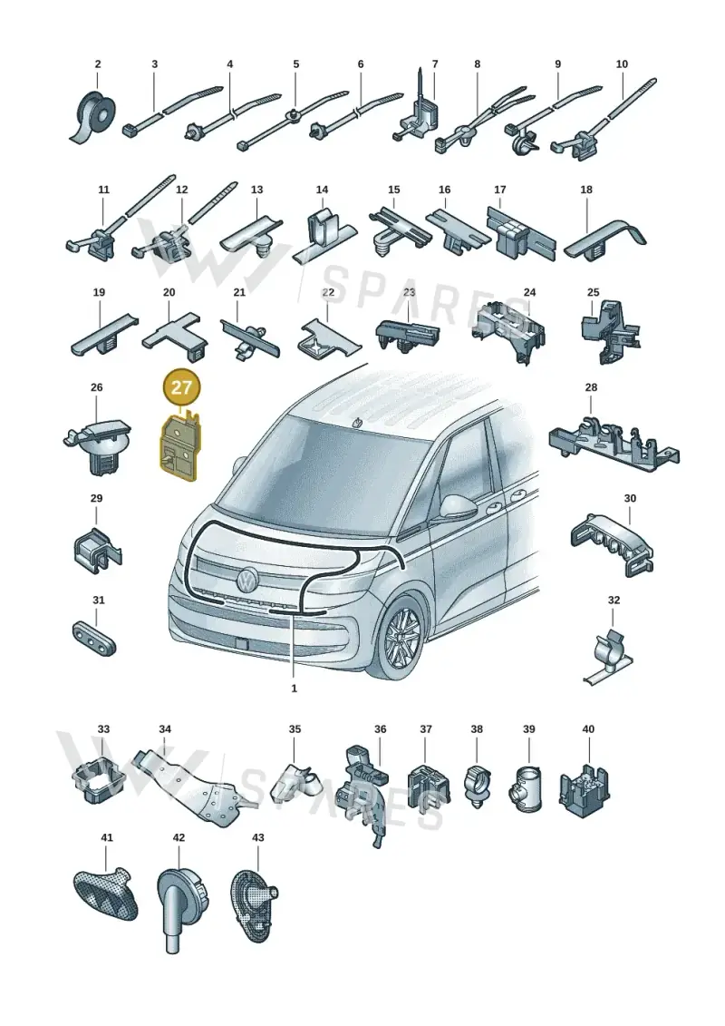 2Q0971457 — Volkswagen Multivan (2021-2025) diagram 7t0971801, position 27