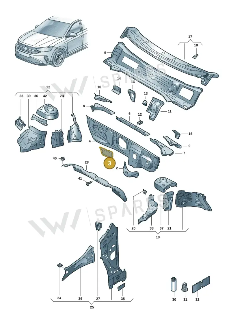 2Q2805529 — Volkswagen Taigo (2021-2024) diagram 2f0805200, position 3