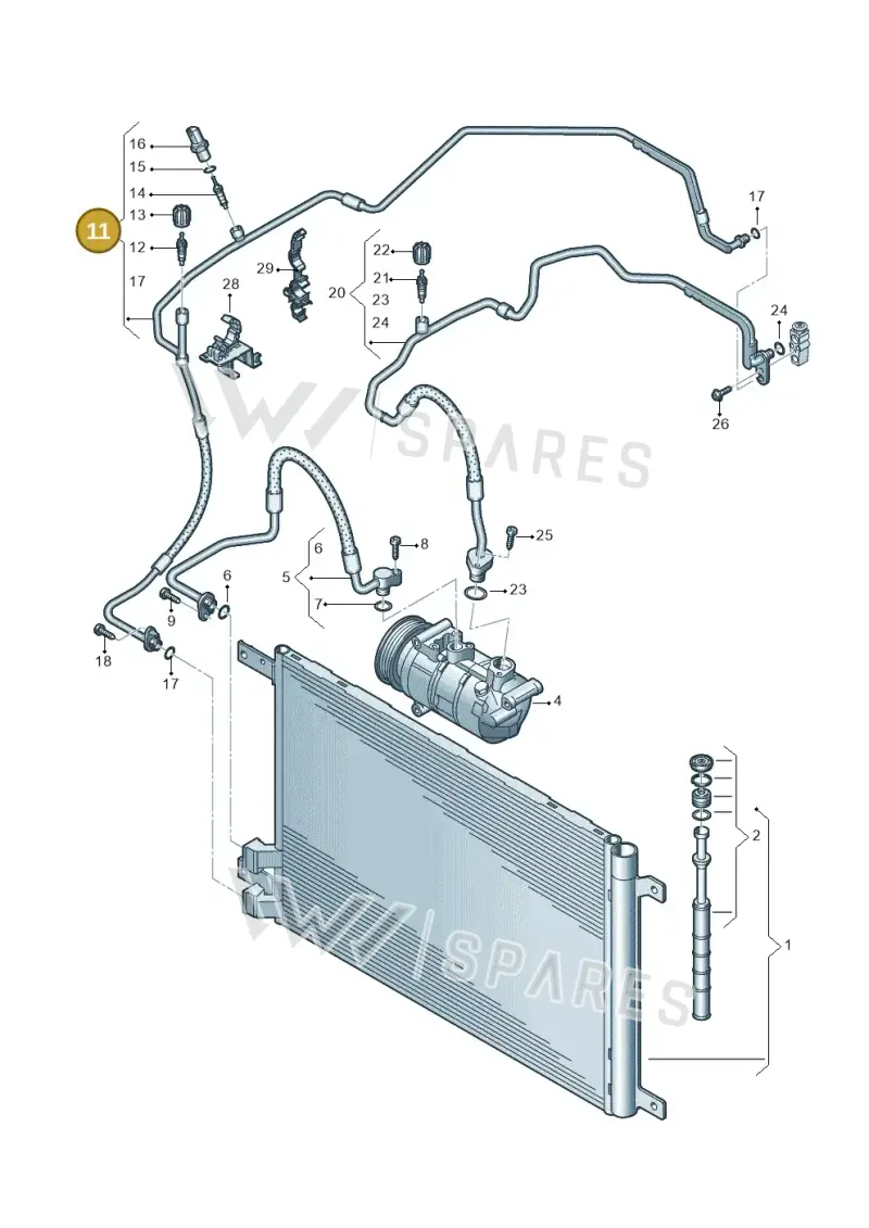2Q2820741F — Volkswagen T-Cross 1,0 (2018-2024) diagram 837260400, position 11