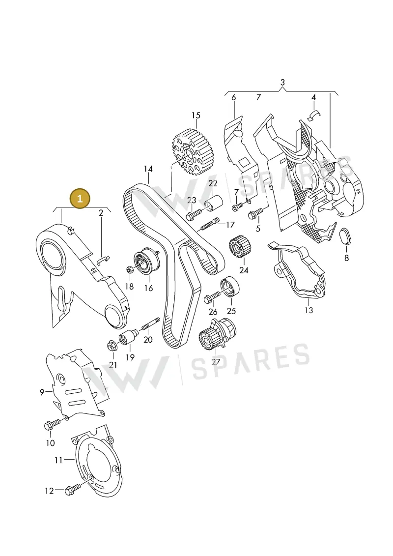 2X0109107 — Volkswagen DIES.-IND.-MOT.1,9>2,0 08> (2007-) diagram 425109500, position 1