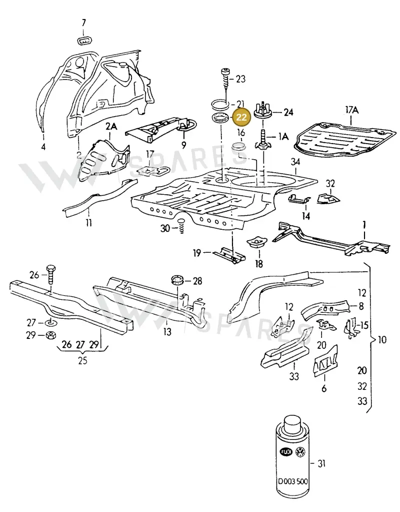 321803963 — Volkswagen GOLF CABRIO (2002-2002) diagram 234803200, position 22