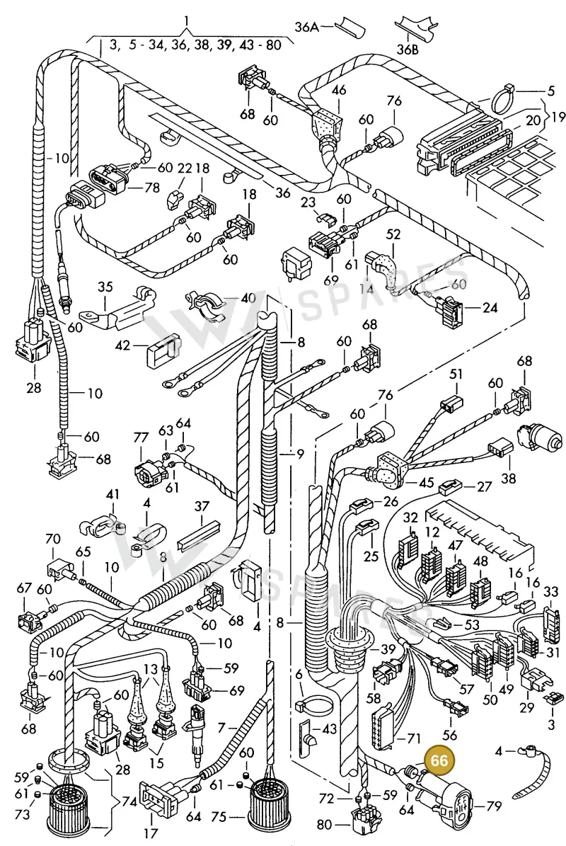 357972744A — Volkswagen GOLF CABRIO (2002-2002) diagram 159971460, position 66