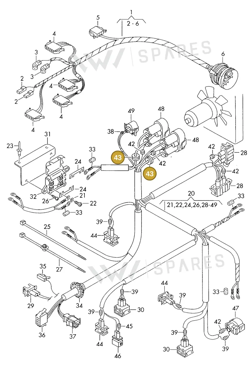 357972744A — Volkswagen TRANSPORTER SYNCRO (1995-1995) diagram 169972670, position 43
