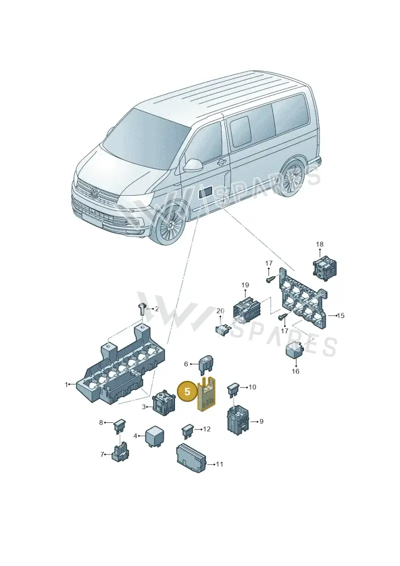 3A0937501A — Volkswagen Caravelle (2015-2019) diagram 861937050, position 5
