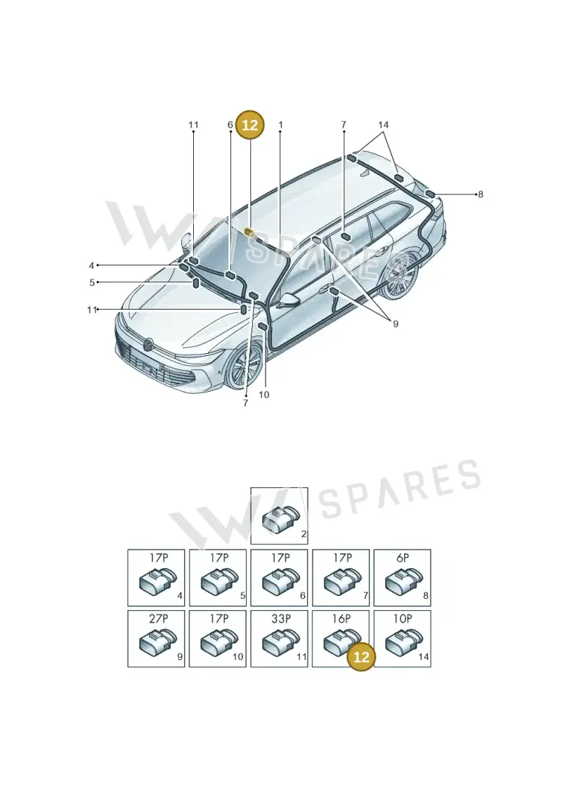 3A0972695A — Volkswagen Passat estate (2023-) diagram 3j0972000, position 12