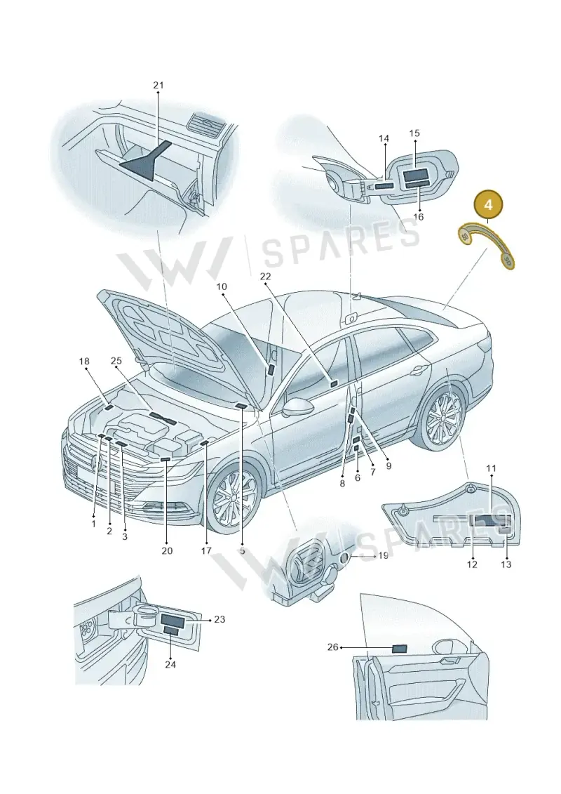 3AA010006A — Volkswagen Arteon (2017-2023) diagram 828010000, position 4