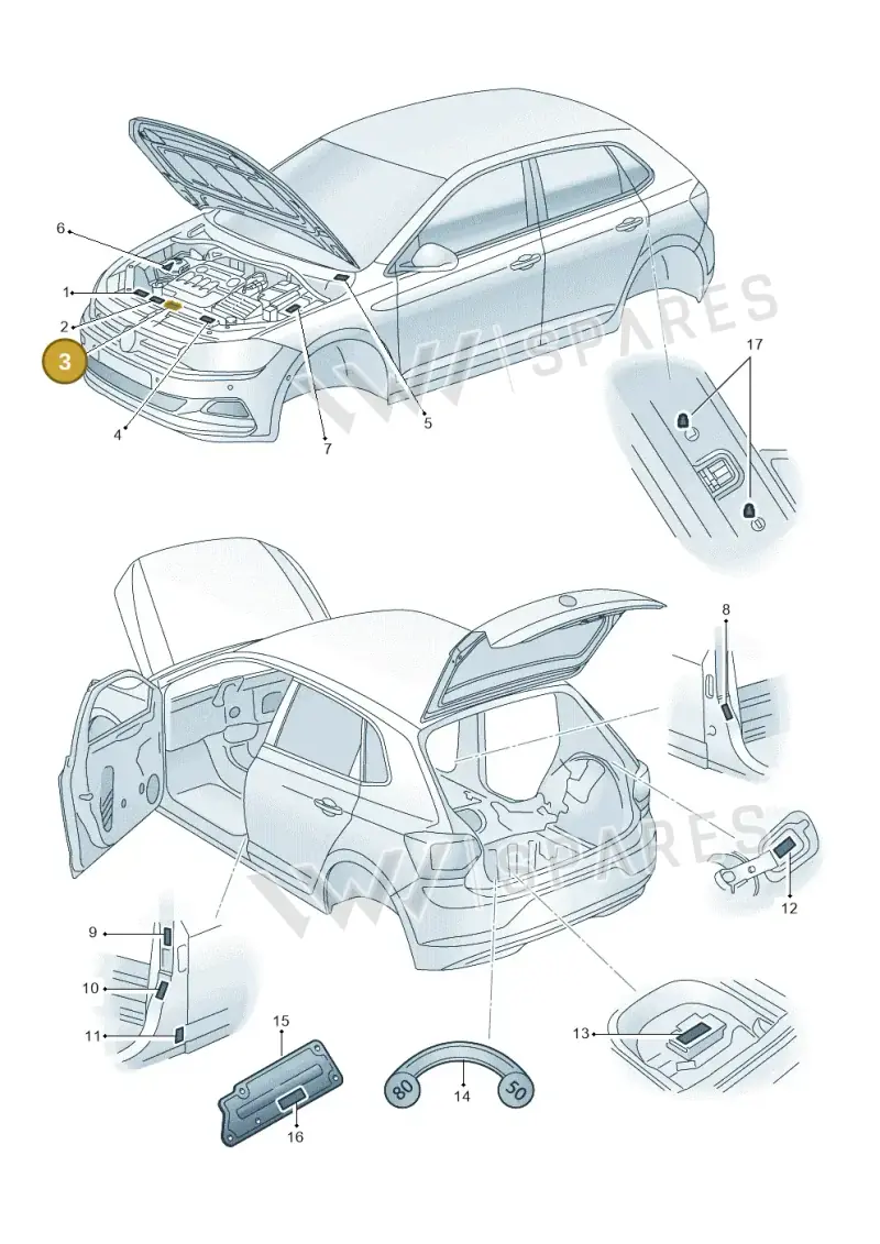 3AA010805E — Volkswagen Polo 1.0 BlueMotion (2017-2024) diagram 837010000, position 3