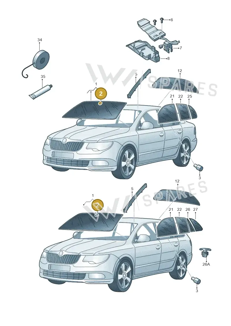 3AA845543B — Skoda Superb (2013-2015) diagram 632845000, position 2
