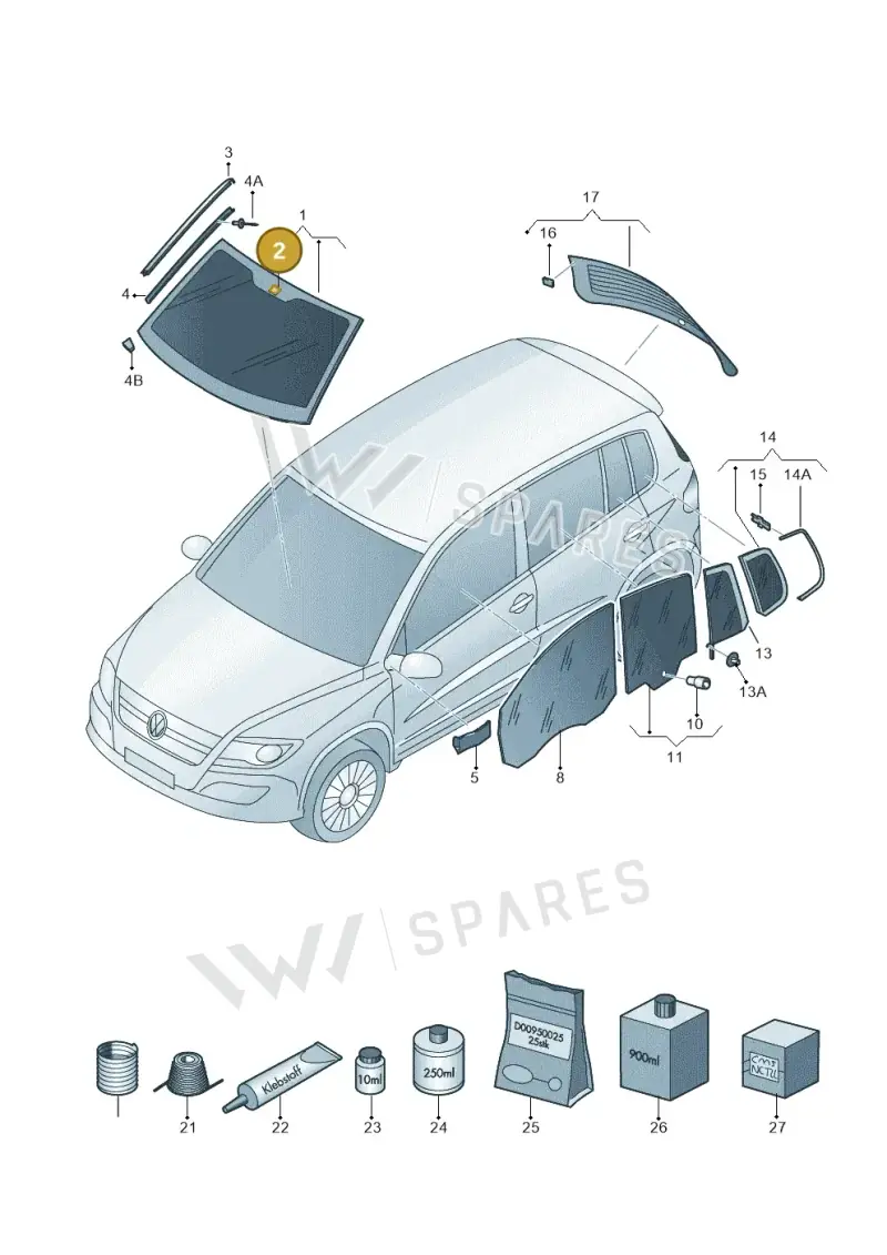 3AA845543B — Volkswagen Tiguan (2011-2018) diagram 634845000, position 2