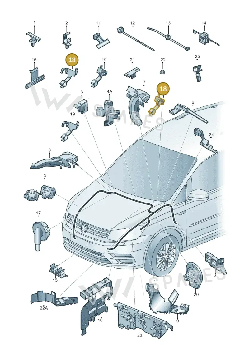 3AB971890 — Volkswagen Touran 2,0 BlueMotion (2015-2024) diagram 869971870, position 18