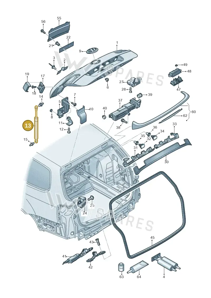 3AF827550A — Volkswagen Passat saloon (2010-2015) diagram 702827300, position 13