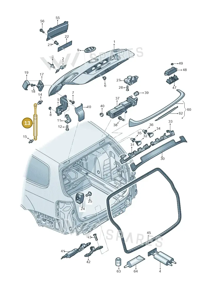 3AF827550B — Volkswagen Passat saloon (2010-2015) diagram 702827300, position 13