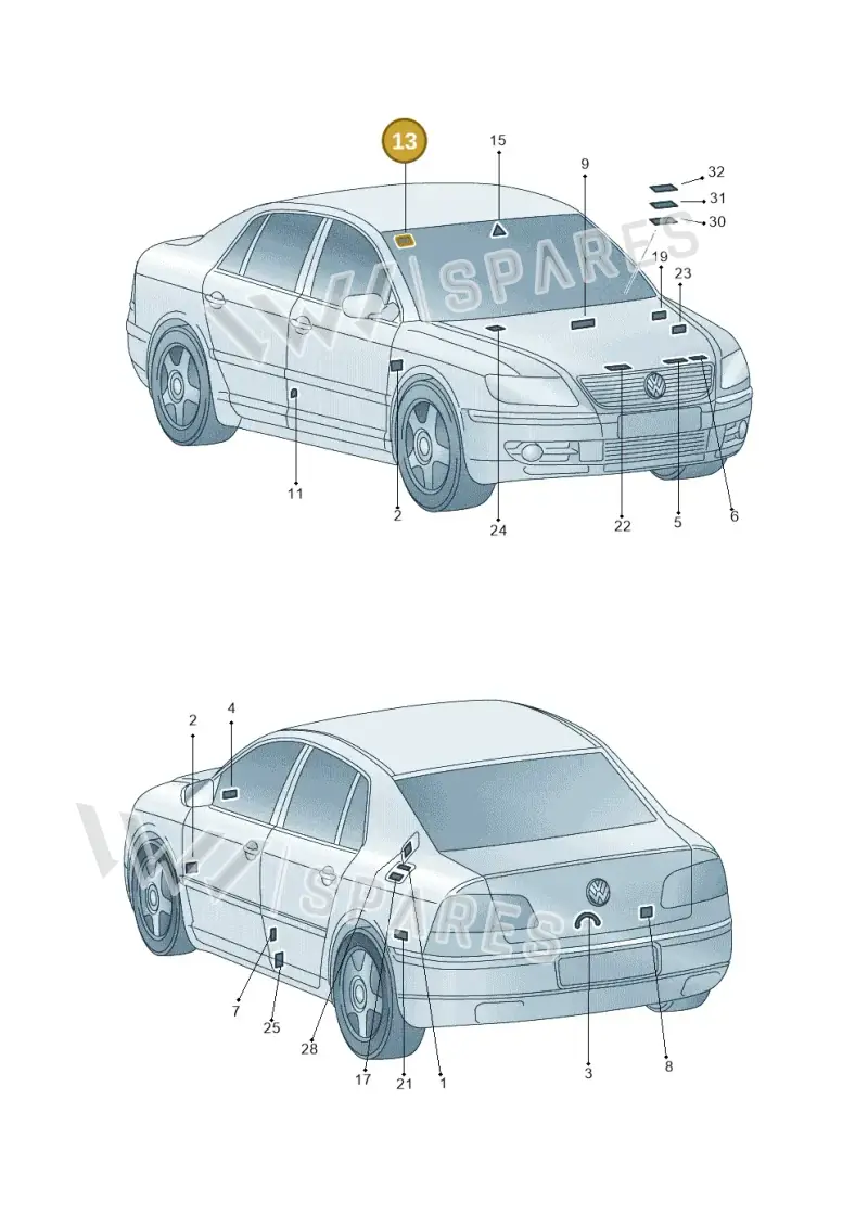 3B0010228C — Volkswagen Phaeton 4motion (2010-2016) diagram 258010000, position 13