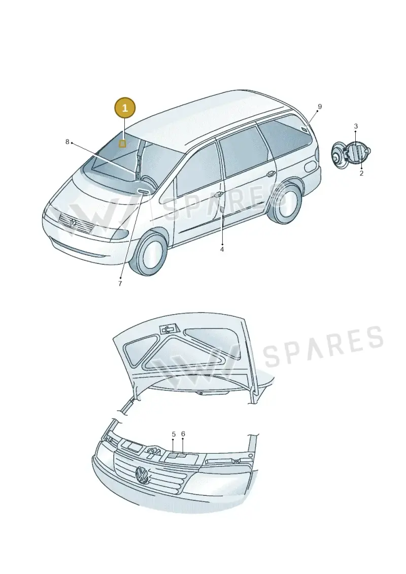 3B0010228G — Volkswagen Sharan (2008-2010) diagram 653010000, position 1