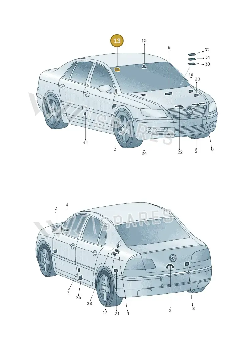 3B0010228G — Volkswagen Phaeton 4motion (2010-2016) diagram 258010000, position 13