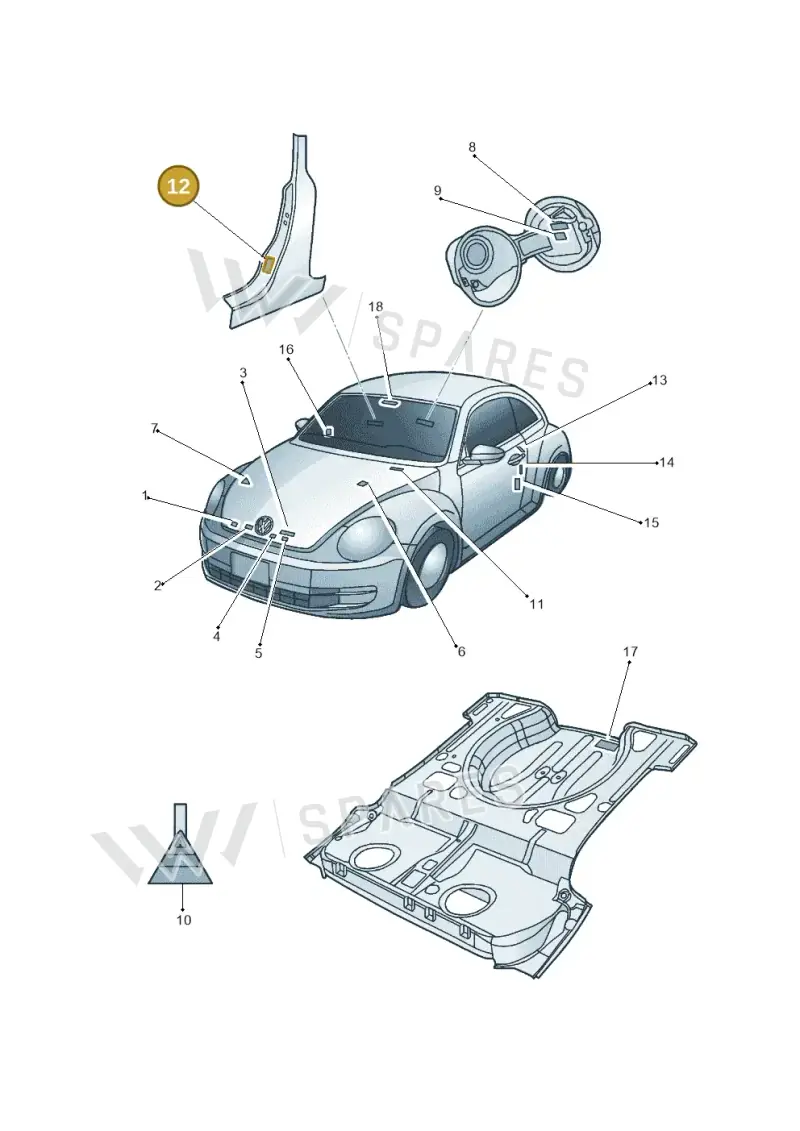 3B0010228L — Volkswagen New Beetle Cabrio.     06> (2005-) diagram 715010000, position 12
