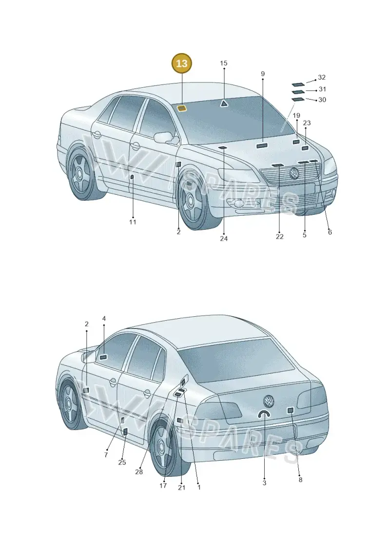 3B0010228L — Volkswagen Phaeton 4motion (2010-2016) diagram 258010000, position 13