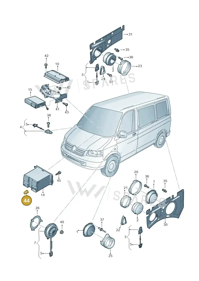 3B0035343 — Volkswagen Transp. caravelle (2009-2011) diagram 410035350, position 44