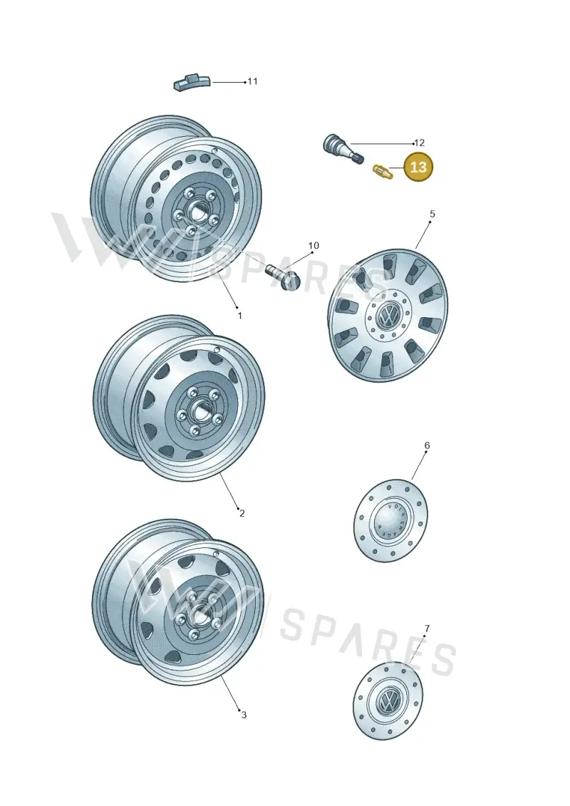 3B0601373A — Volkswagen Transp. caravelle (2009-2011) diagram 410601100, position 13