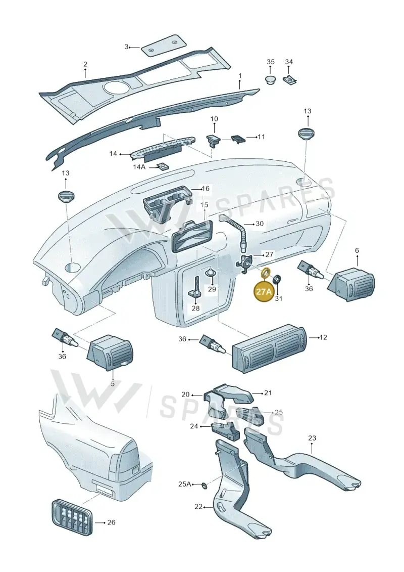 3B0820702 — Volkswagen PASSAT/4MOTION/W8 (2002-2005) diagram 404819310, position 27A