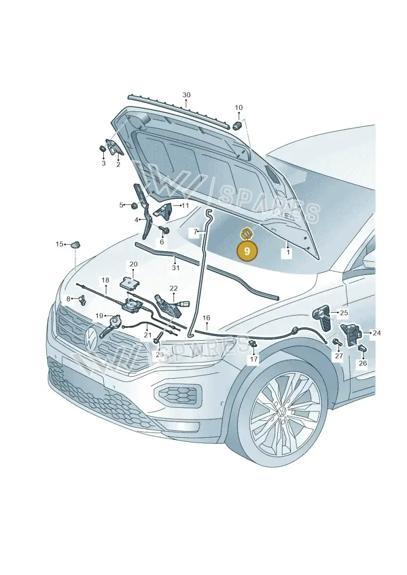 3B0823499E — Volkswagen T-Roc convertible 1.5 (2019-2024) diagram 813823000, position 9