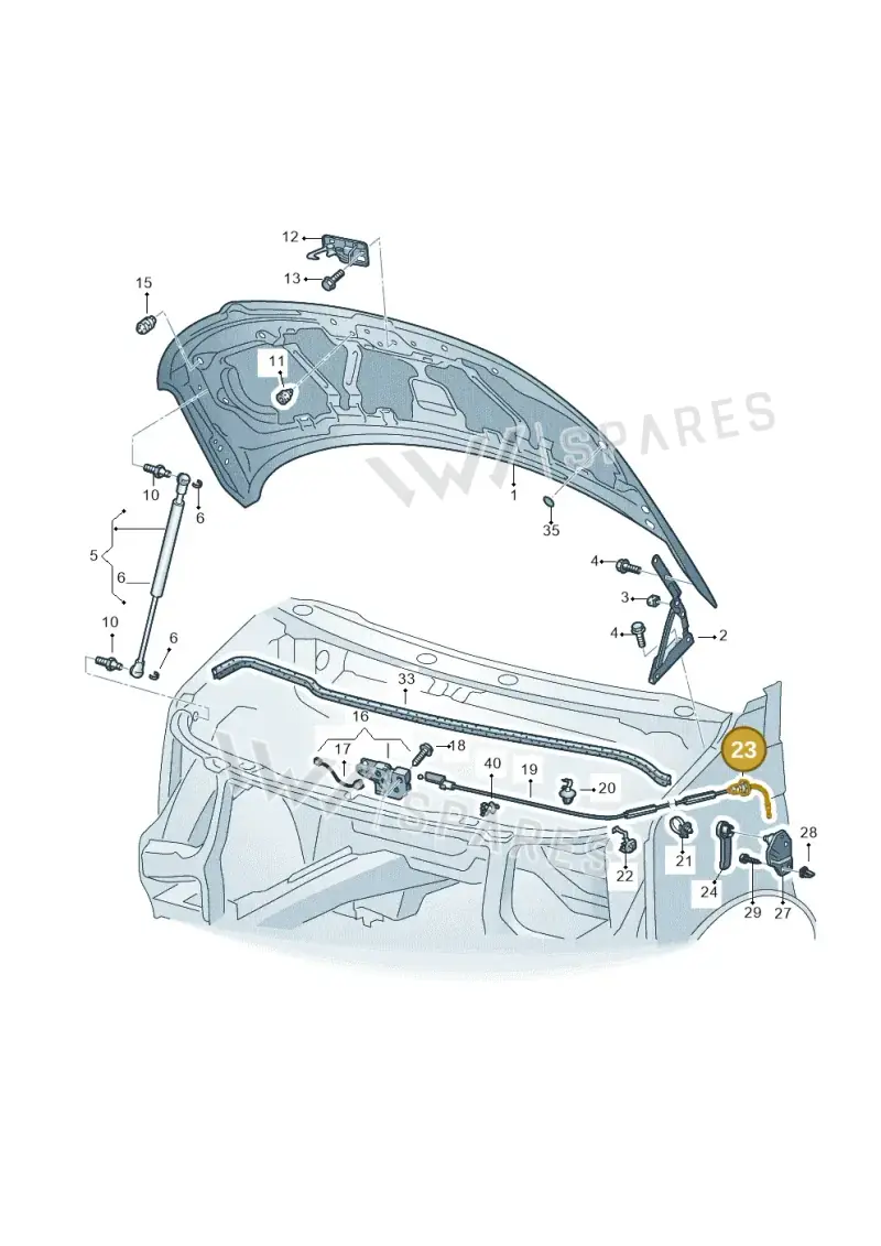 3B0837861A — Volkswagen Caravelle (2015-2019) diagram 861823000, position 23