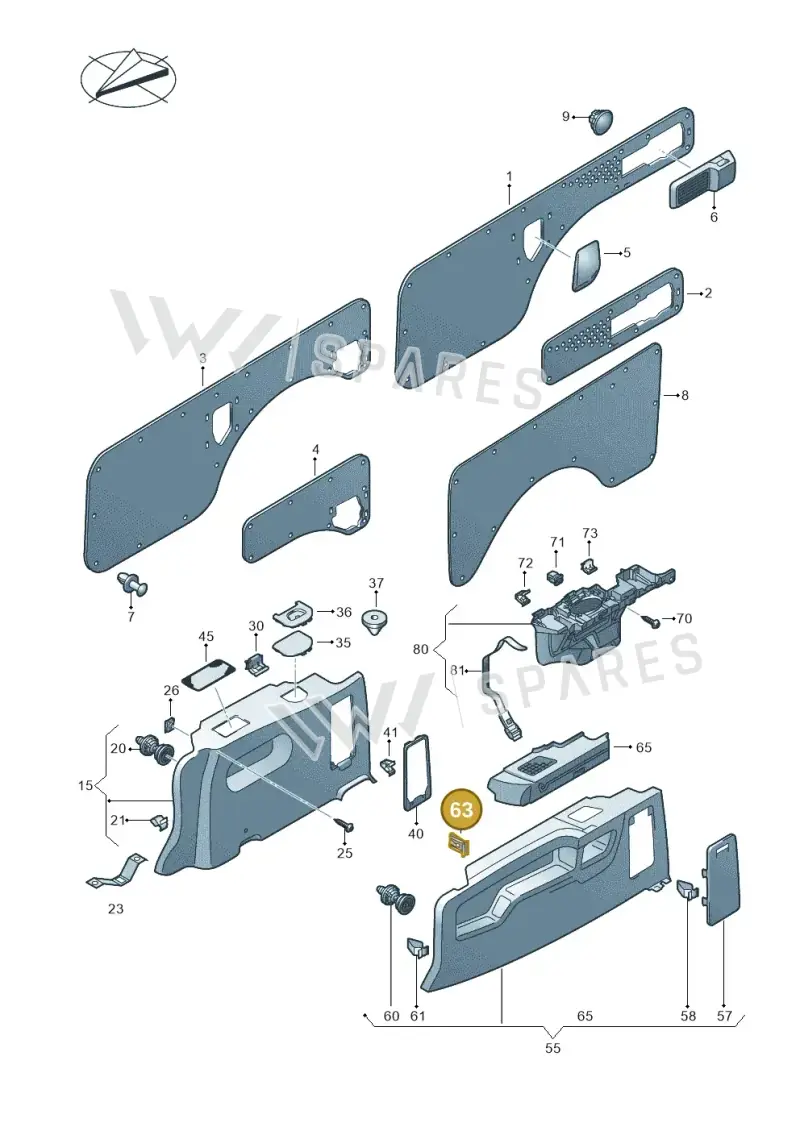 3B0858137 — Volkswagen Caddy kombi (2015-2020) diagram 443867300, position 63