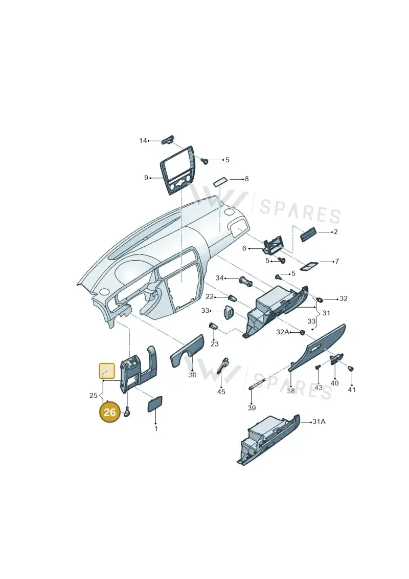 3B0858137 — Volkswagen Jetta (2014-2017) diagram 789857020, position 26