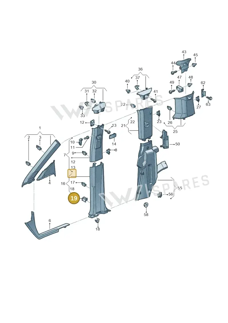 3B0867200 — Volkswagen Caddy Maxi Kombi (2020-2024) diagram 2ka867065, position 19