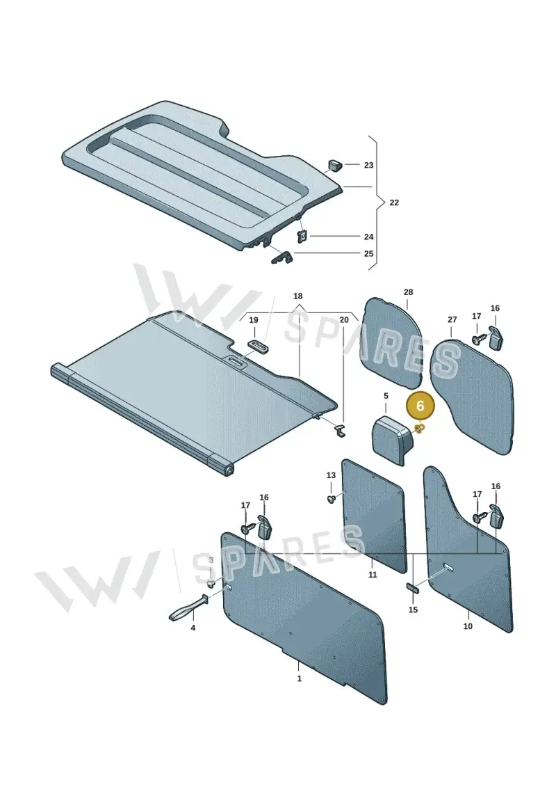 3B0867334 — Volkswagen Caddy Maxi Kombi (2020-2024) diagram 2ka867080, position 6
