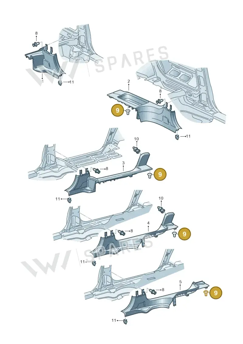 3B0867334B — Volkswagen Caddy kombi (2015-2020) diagram 443853100, position 9
